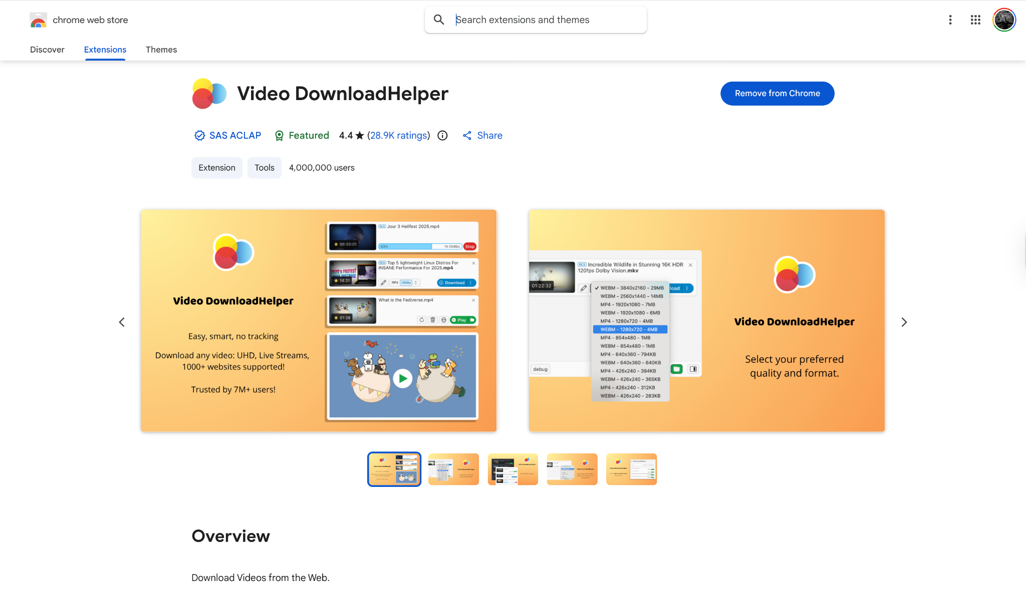 video downloadhelper homepage