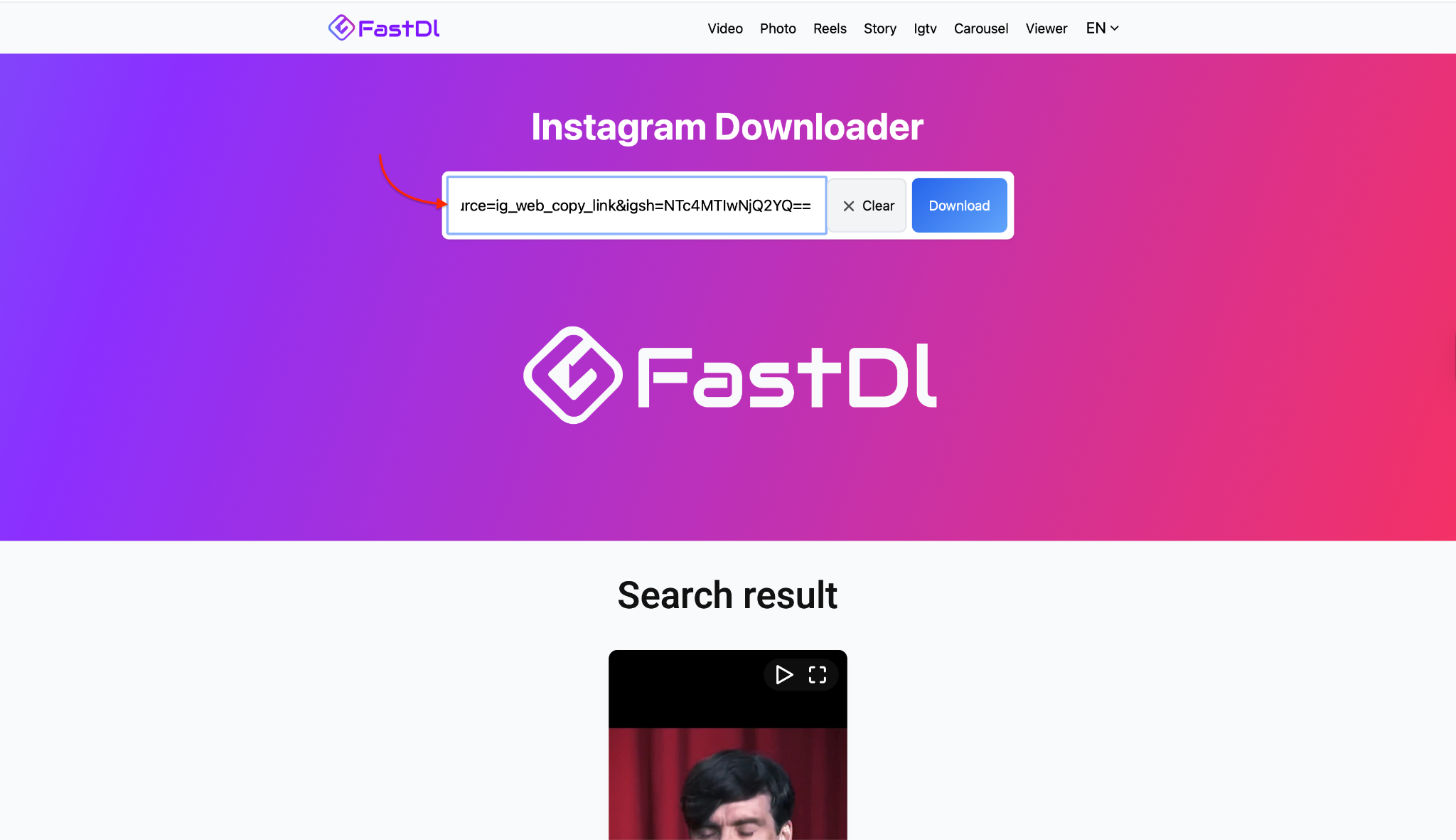 paste the link inside the box