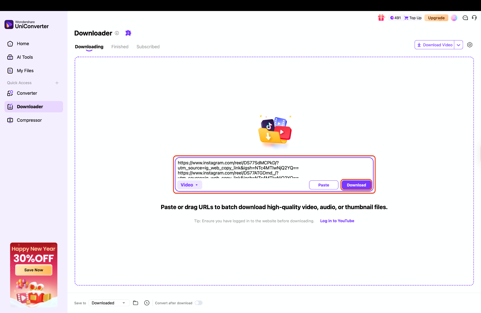 paste the links and download igtv videos