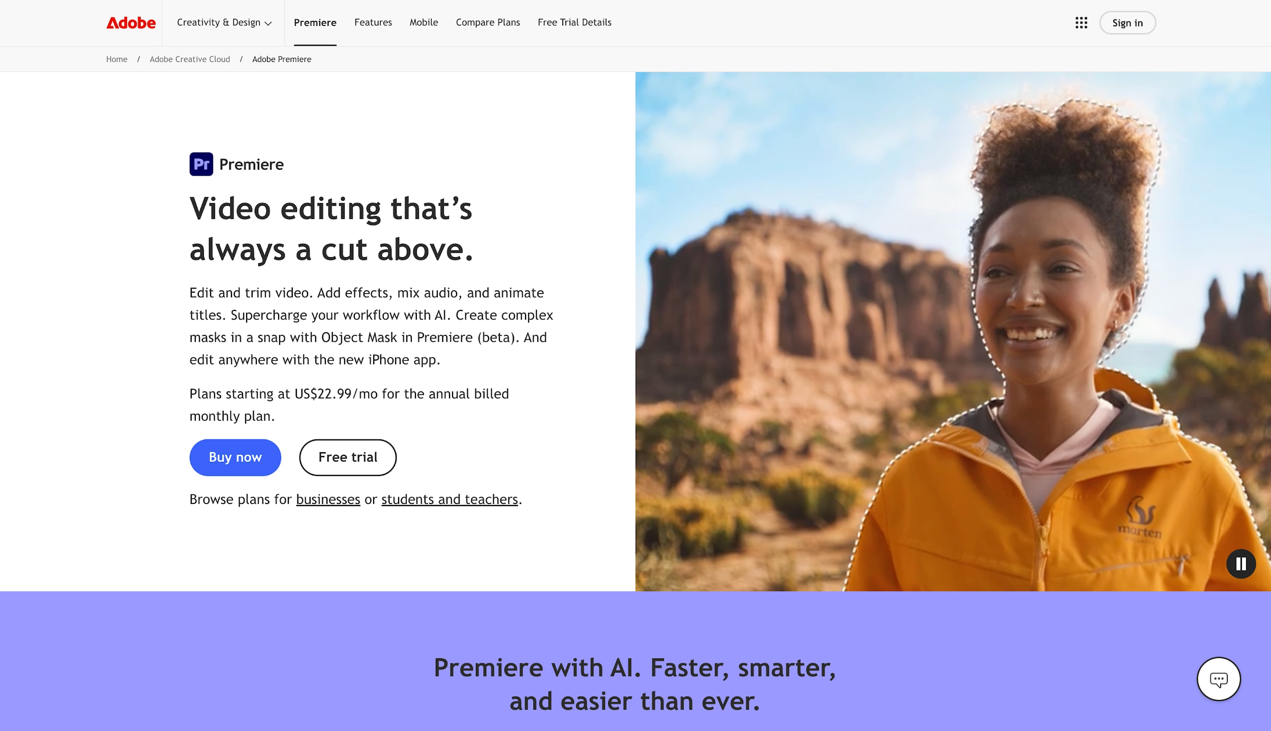 adobe premiere pro homepage