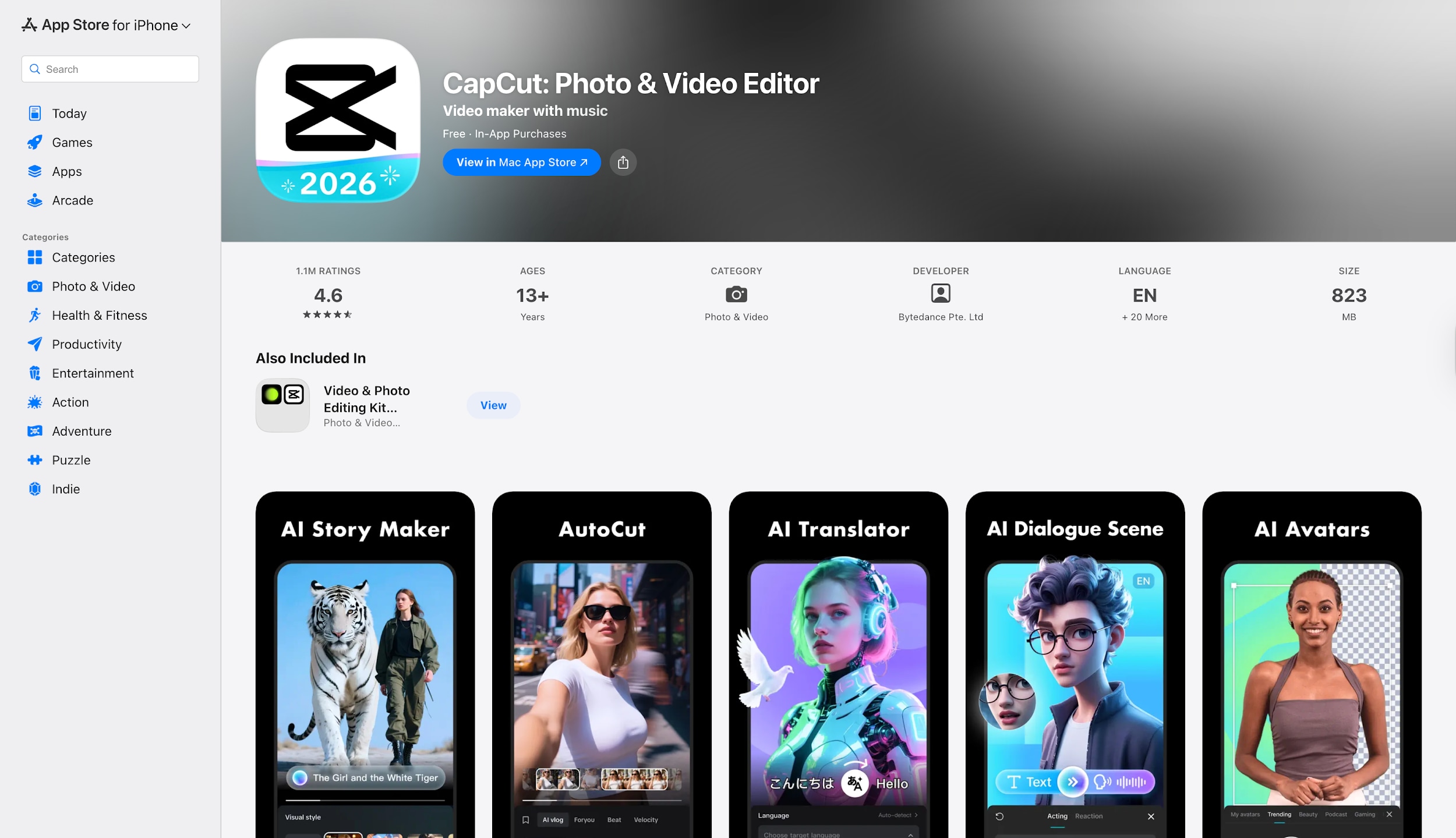 capcut mobile homepage