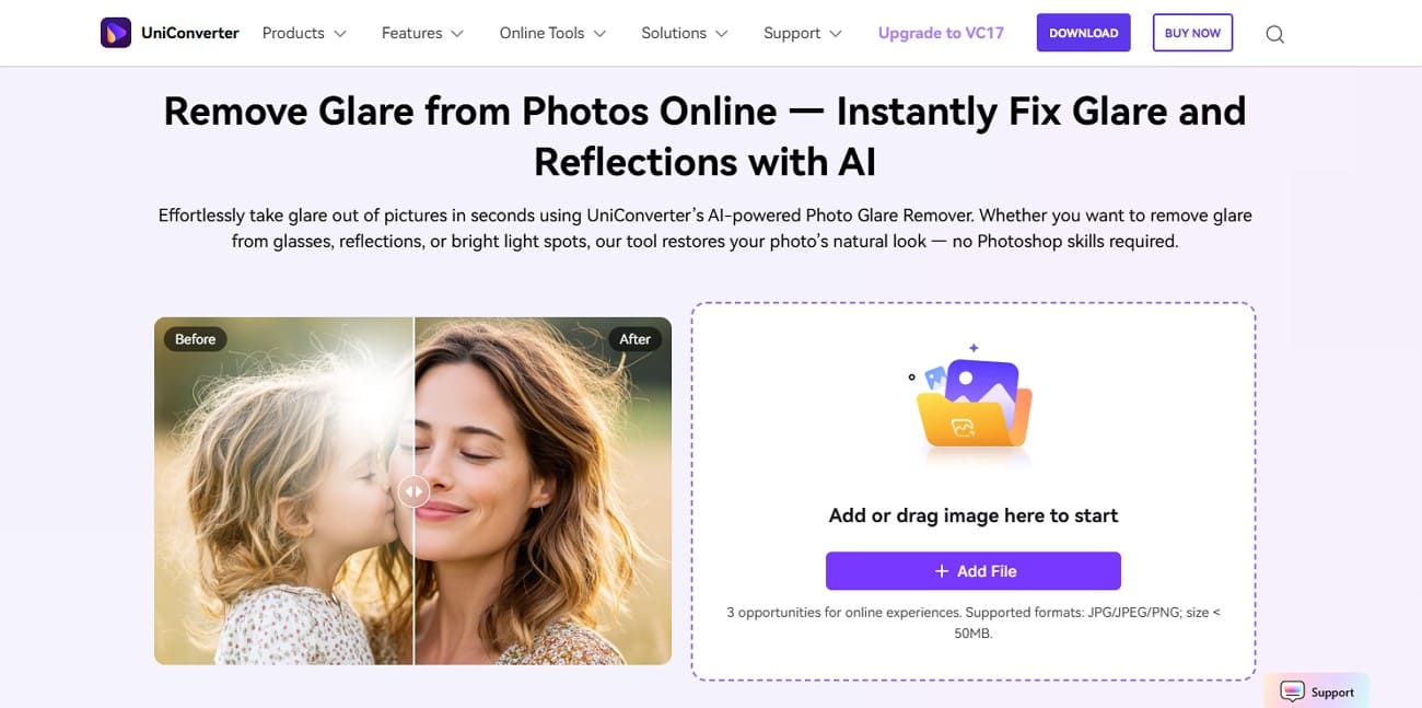 online tool to remove glare