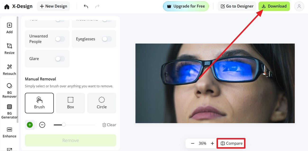 press the compare button