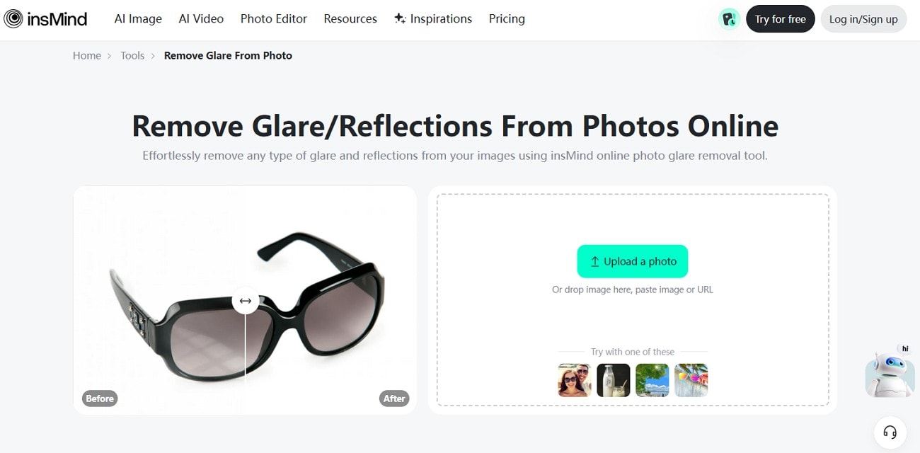 insmind tool to remove glare