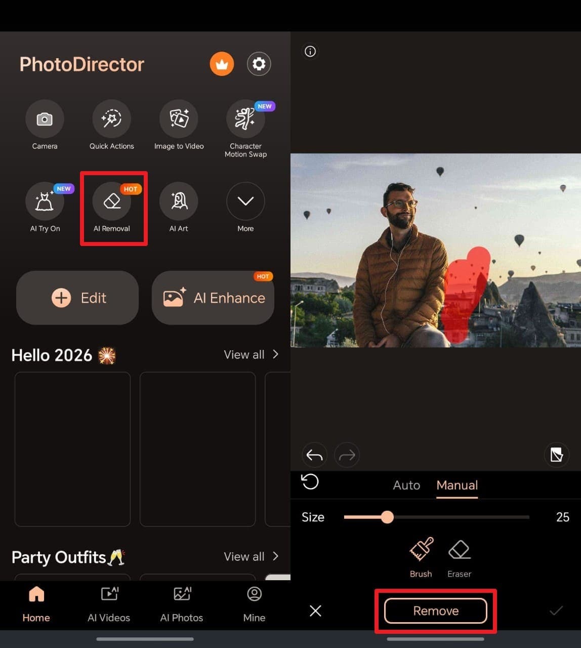 press the remove button