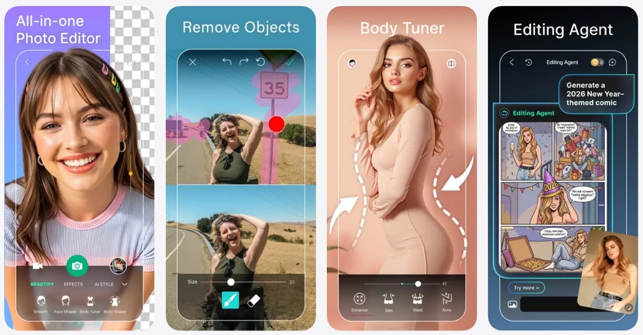 youcam app to remove glare
