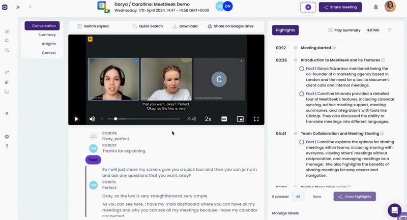 ai lecture recorder meetgeek