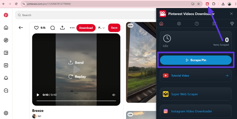 click scrape video to download