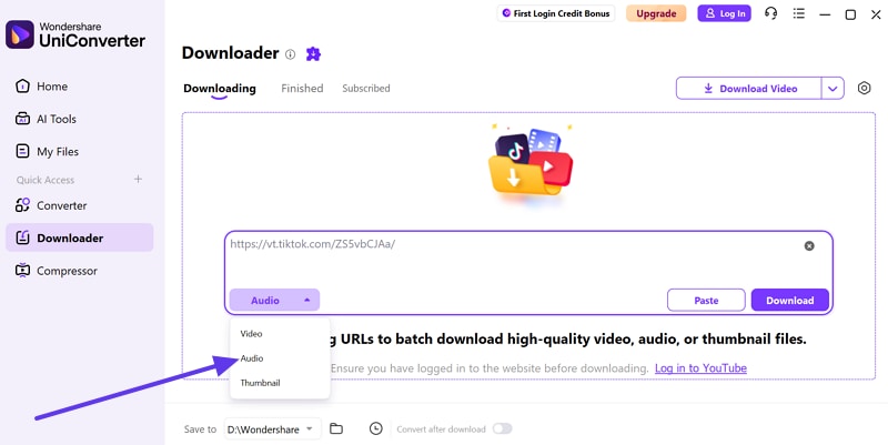 choisir l’audio pour télécharger le mp3 depuis tiktok