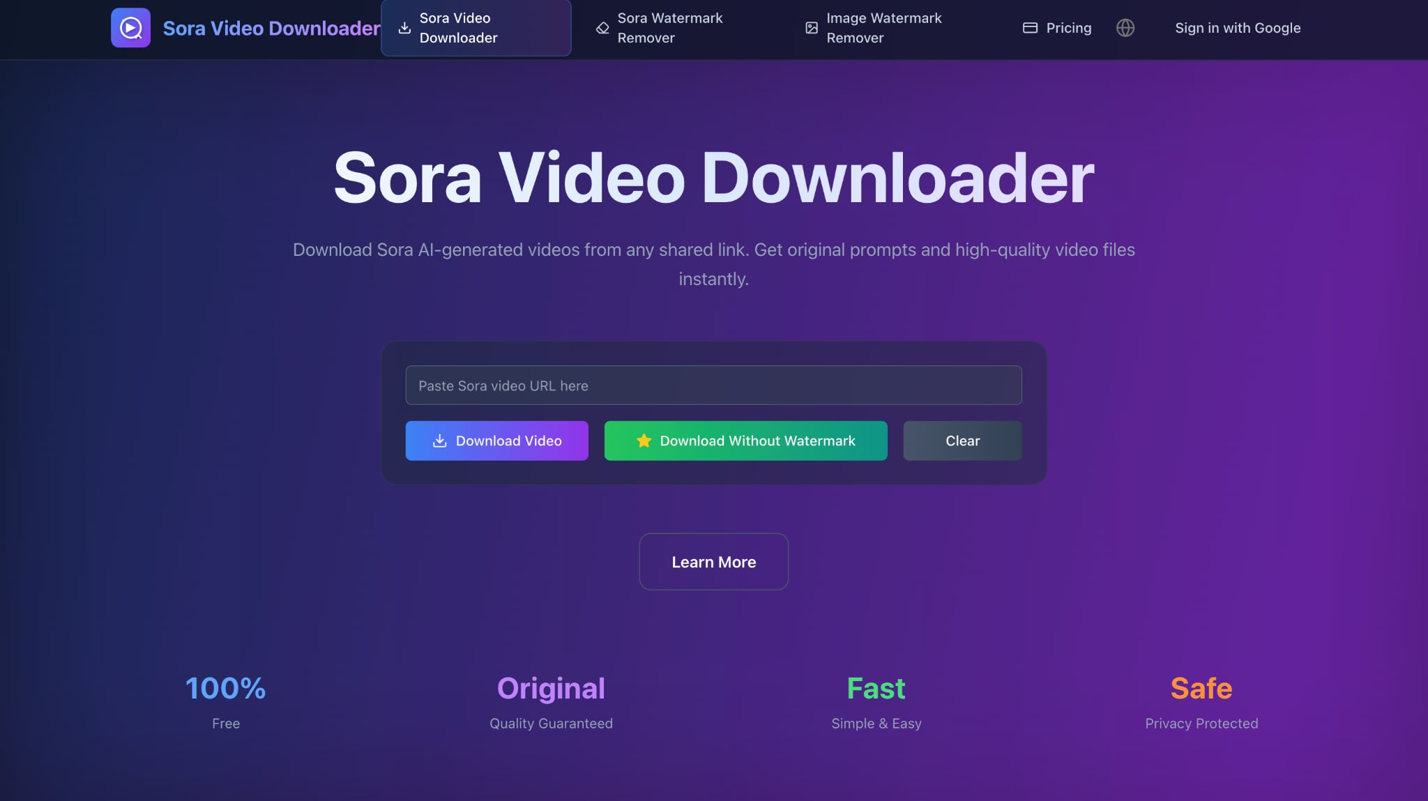 sora video downloader homepage