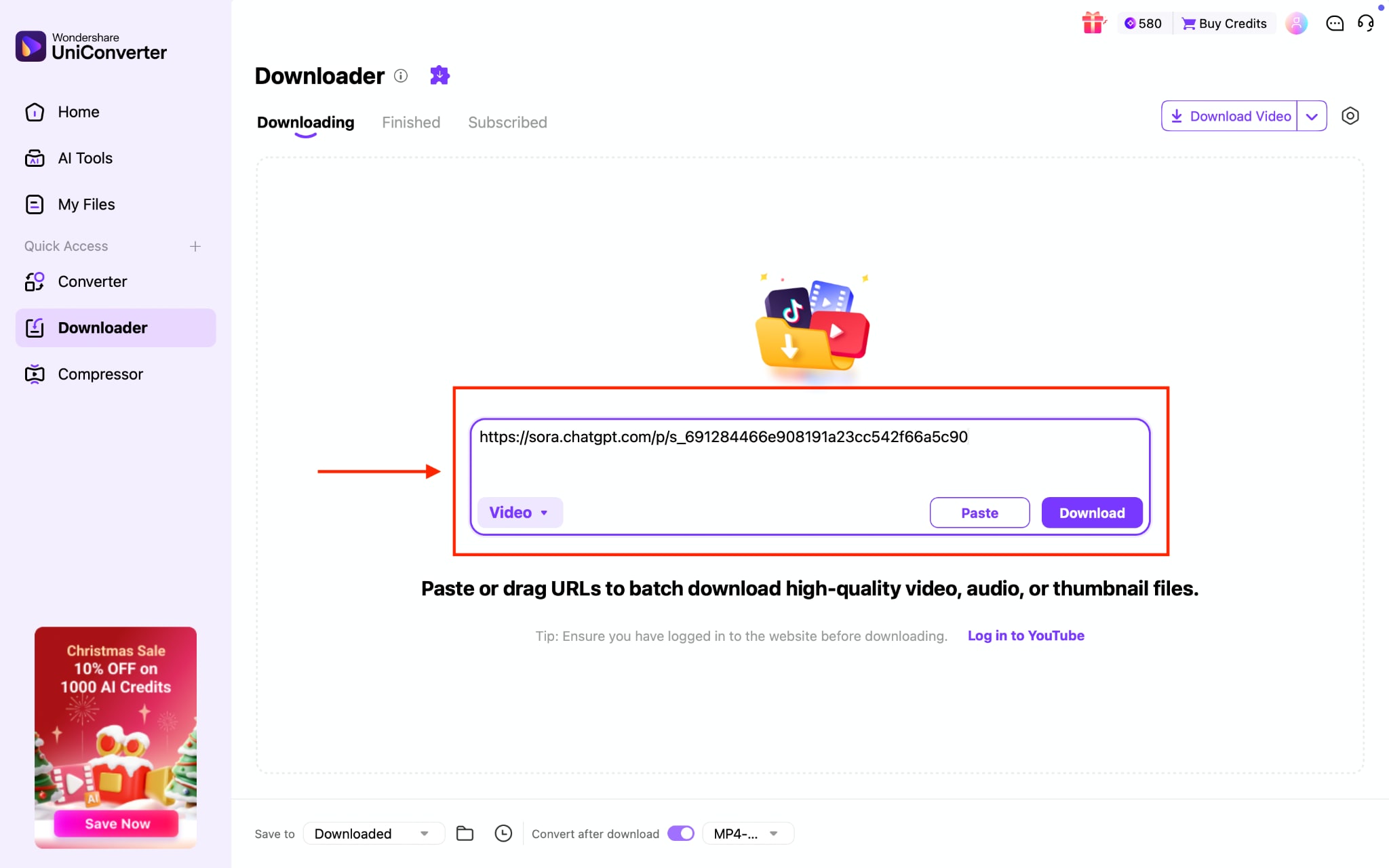 wondershare uniconverter download sora video