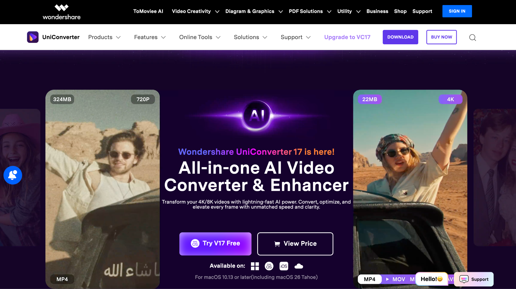 wondershare uniconverter homepage
