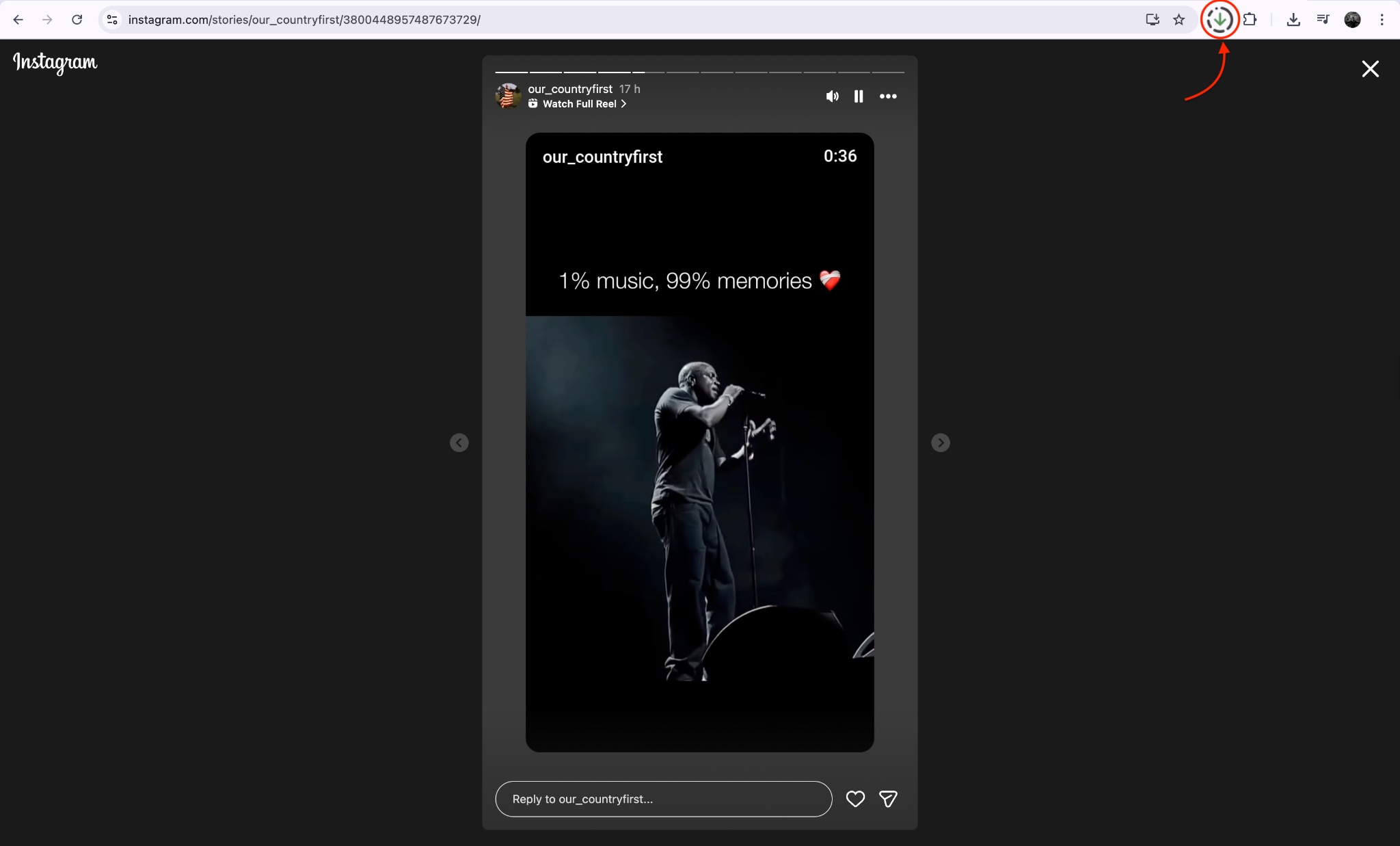 click its icon to download the ig story