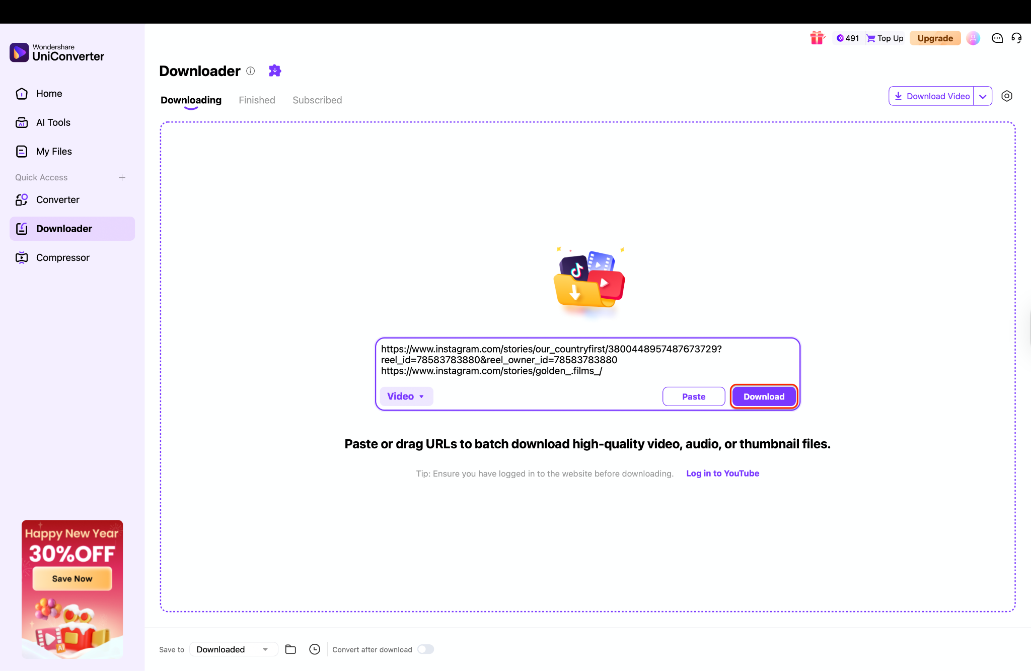 download the insta stories in batch