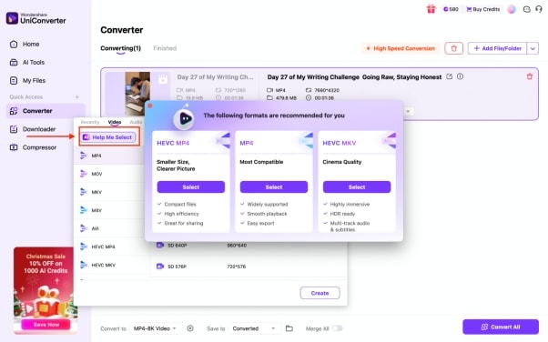 wondershare uniconverter desktop ai help me select