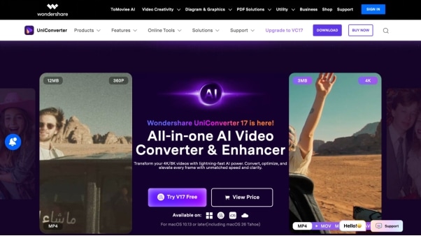 wondershare uniconverter homepage