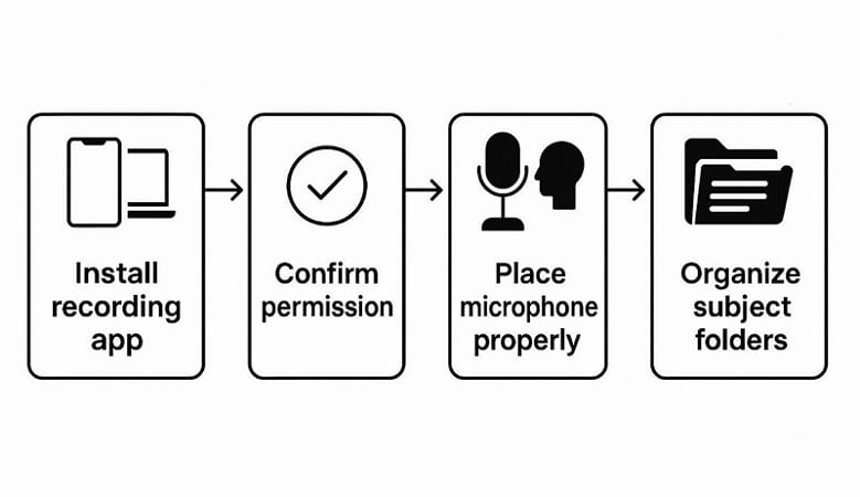 set recorder for note taking before lecture