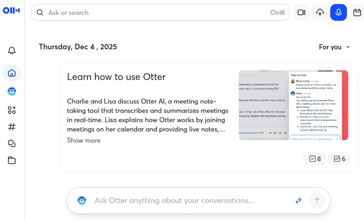 lecture recorder to notes free option otterai