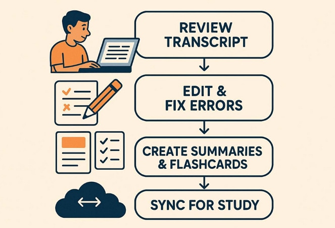 record lectures and take notes after class workflow