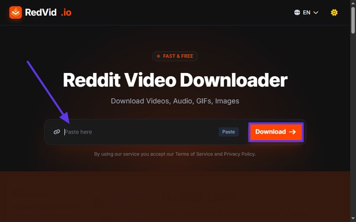 paste link in reddit video downloader hd