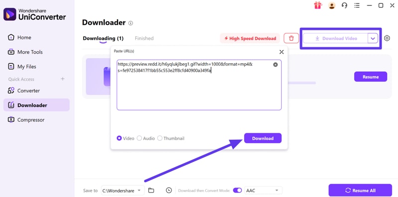 add link to reddit gif downloader