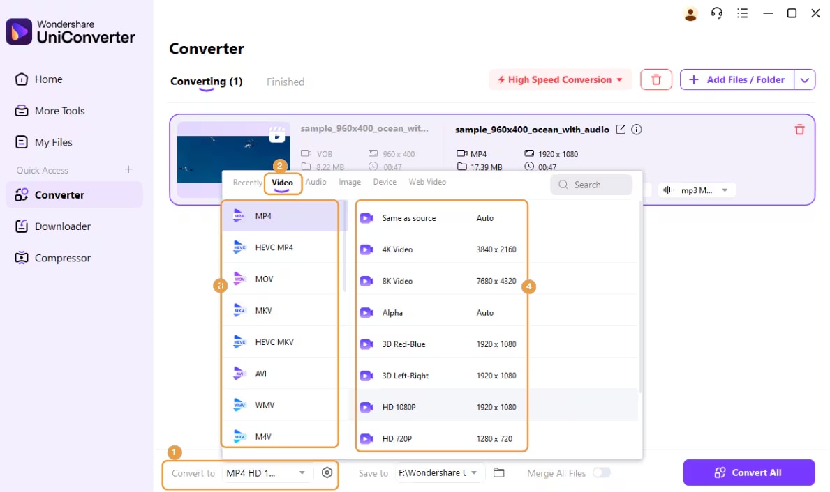 choose output format