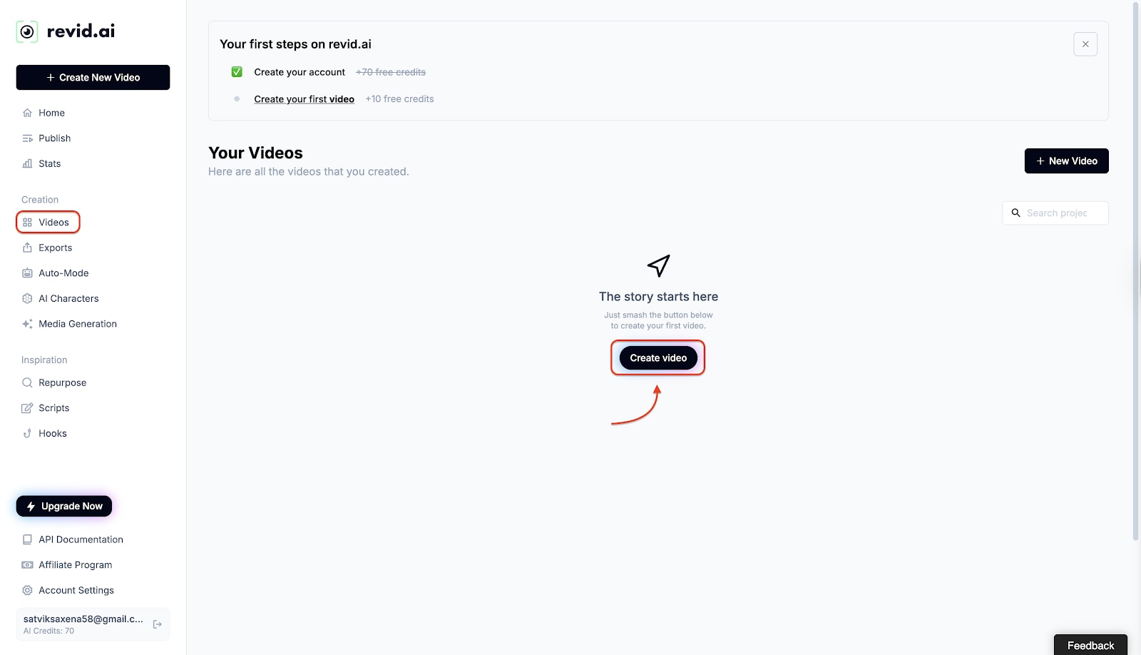 navigate to video and click create video