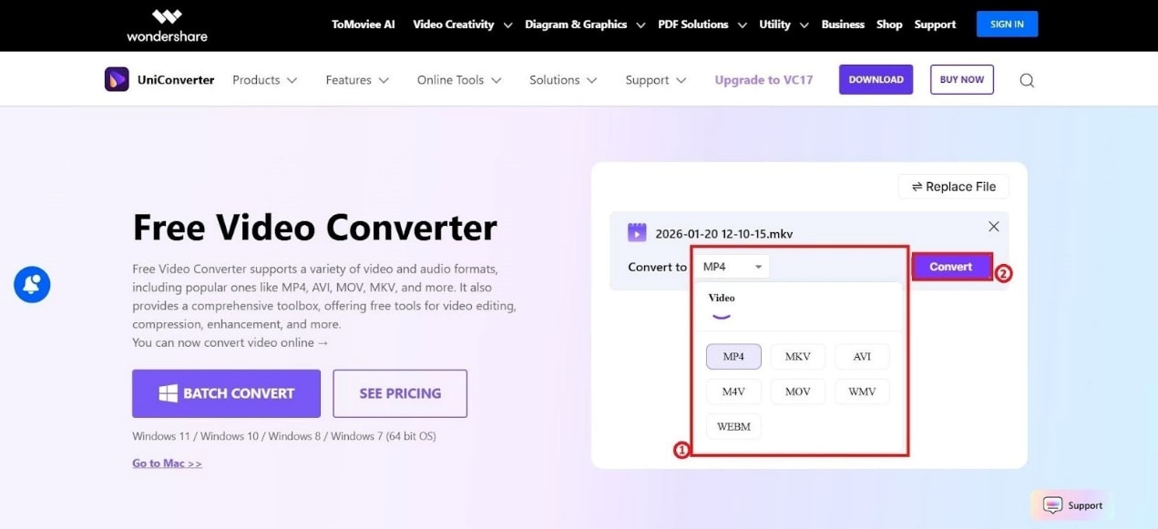 uniconverter online upload file