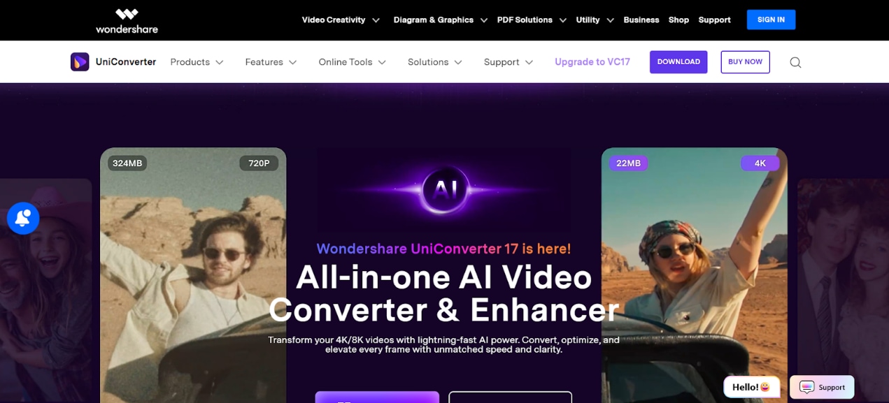 wondershare uniconverter homepage