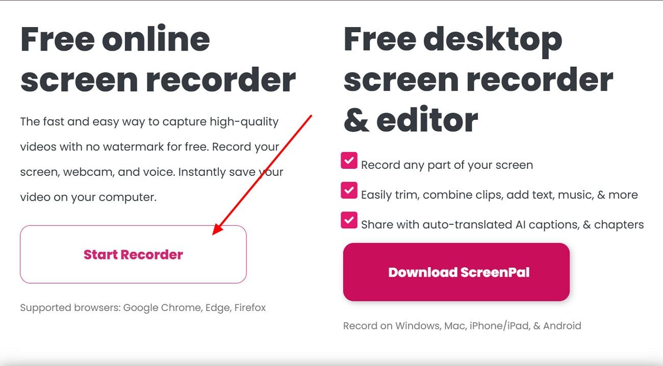 select start recorder button