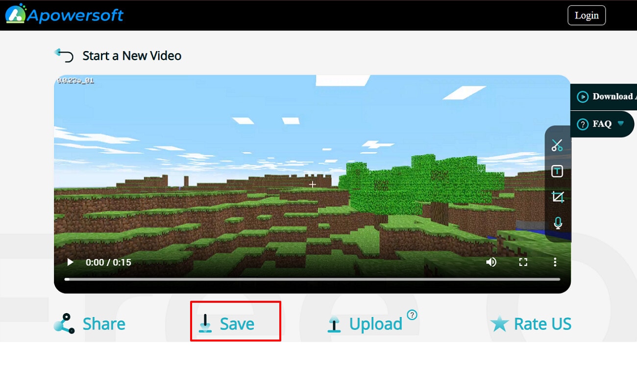 hit save button to export recorded video