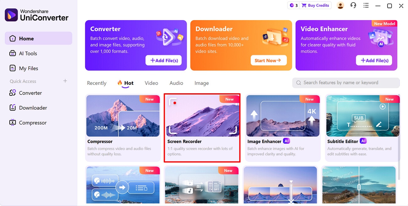 access uniconverter screen recorder feature