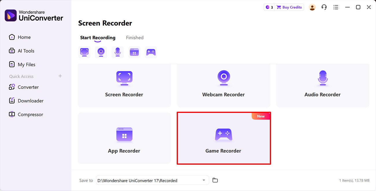 click on game recorder option