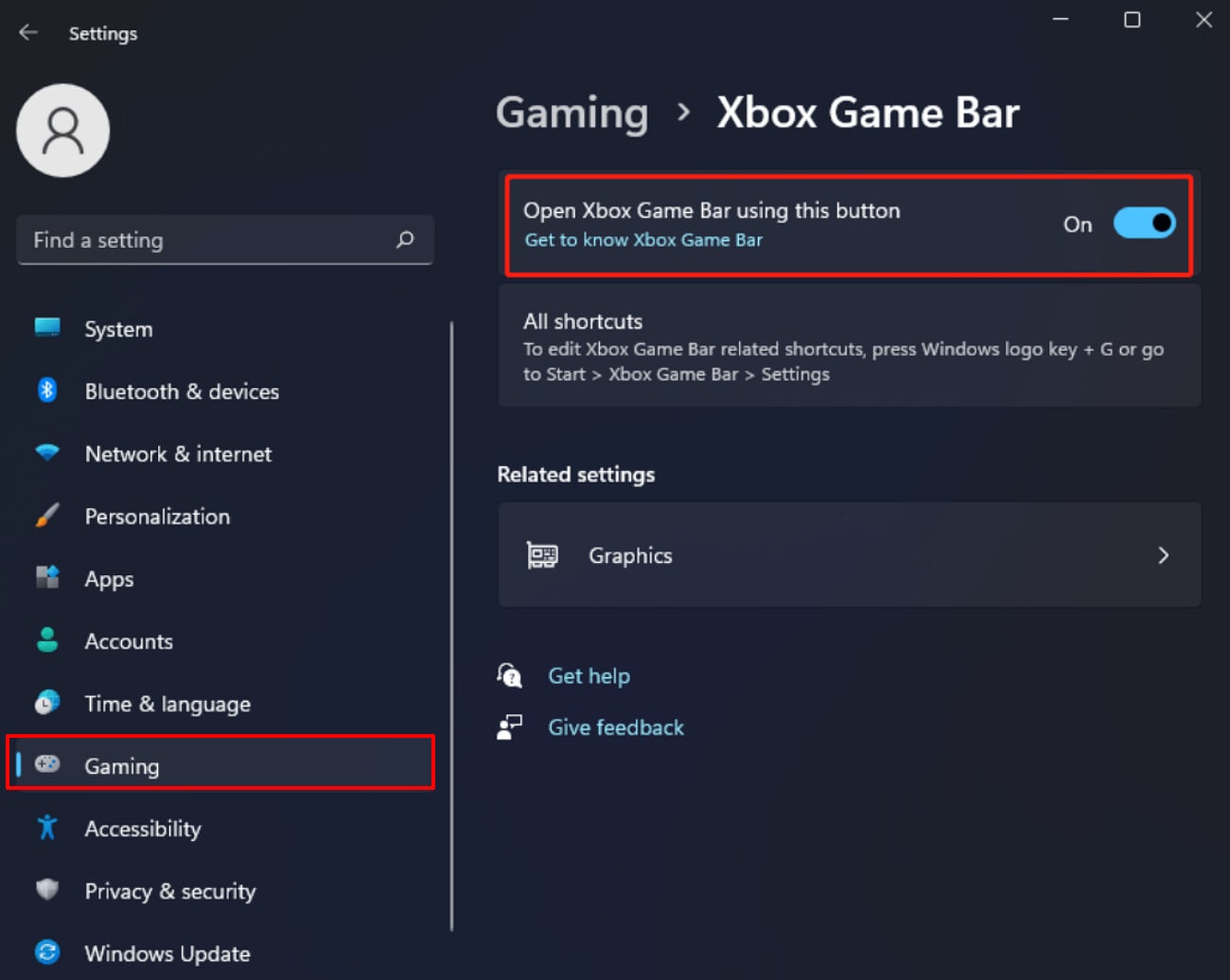 enable the desired option