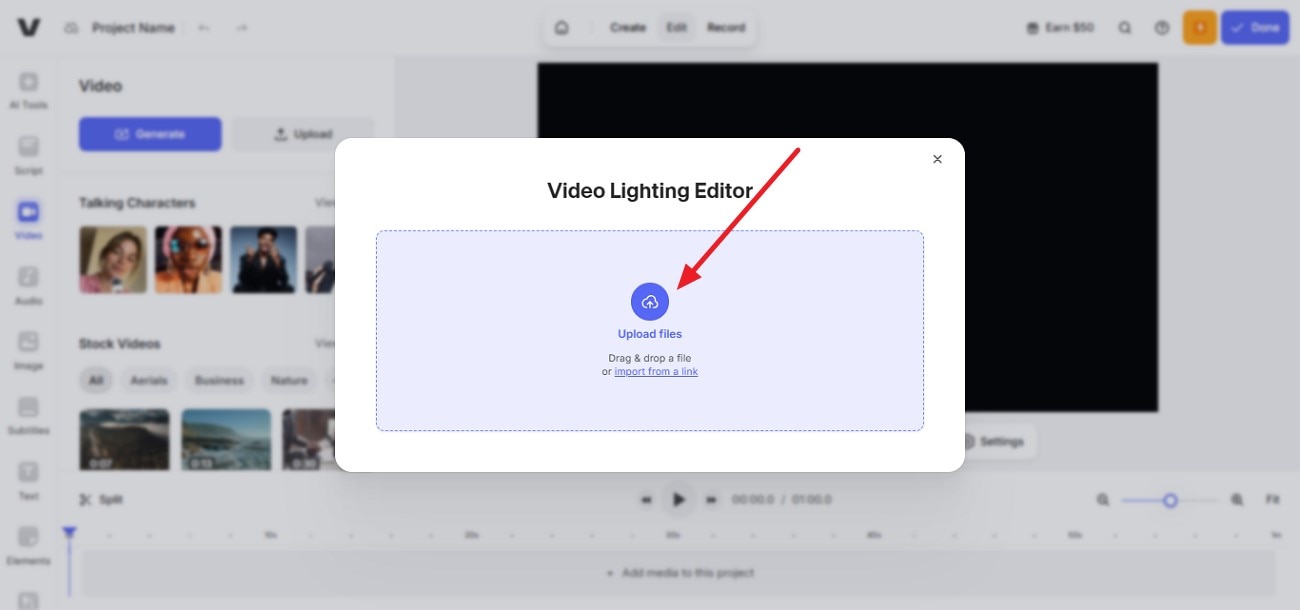 upload videos to tool interface
