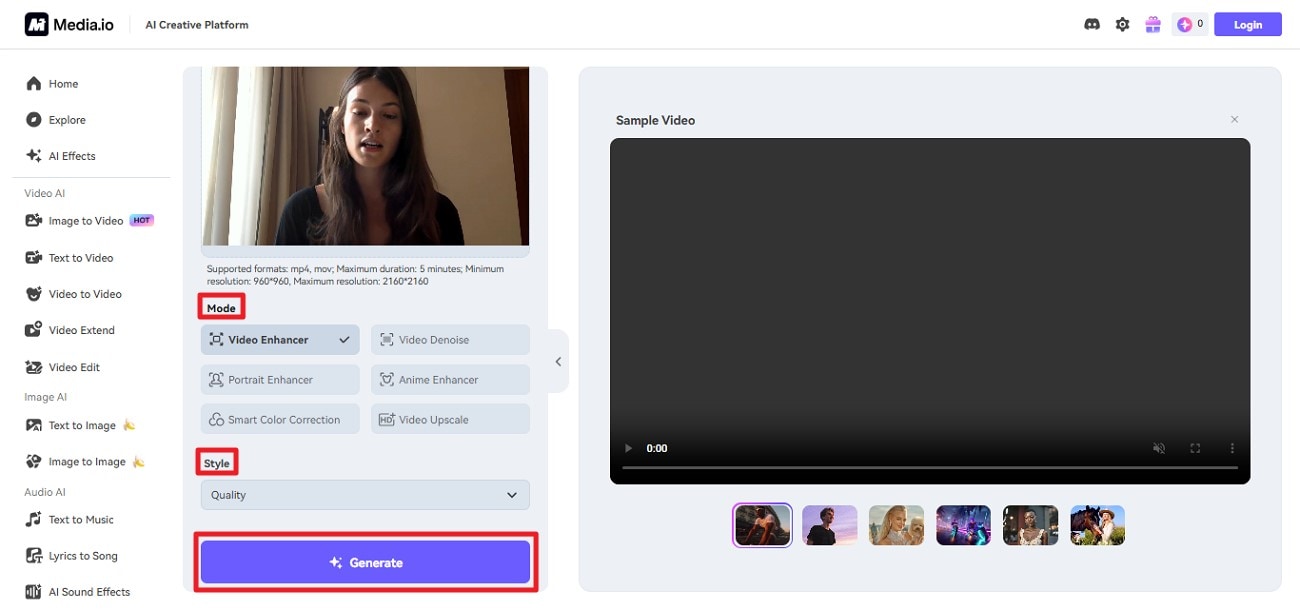 select enhancer press generate