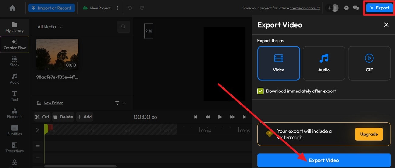 choose the export video option