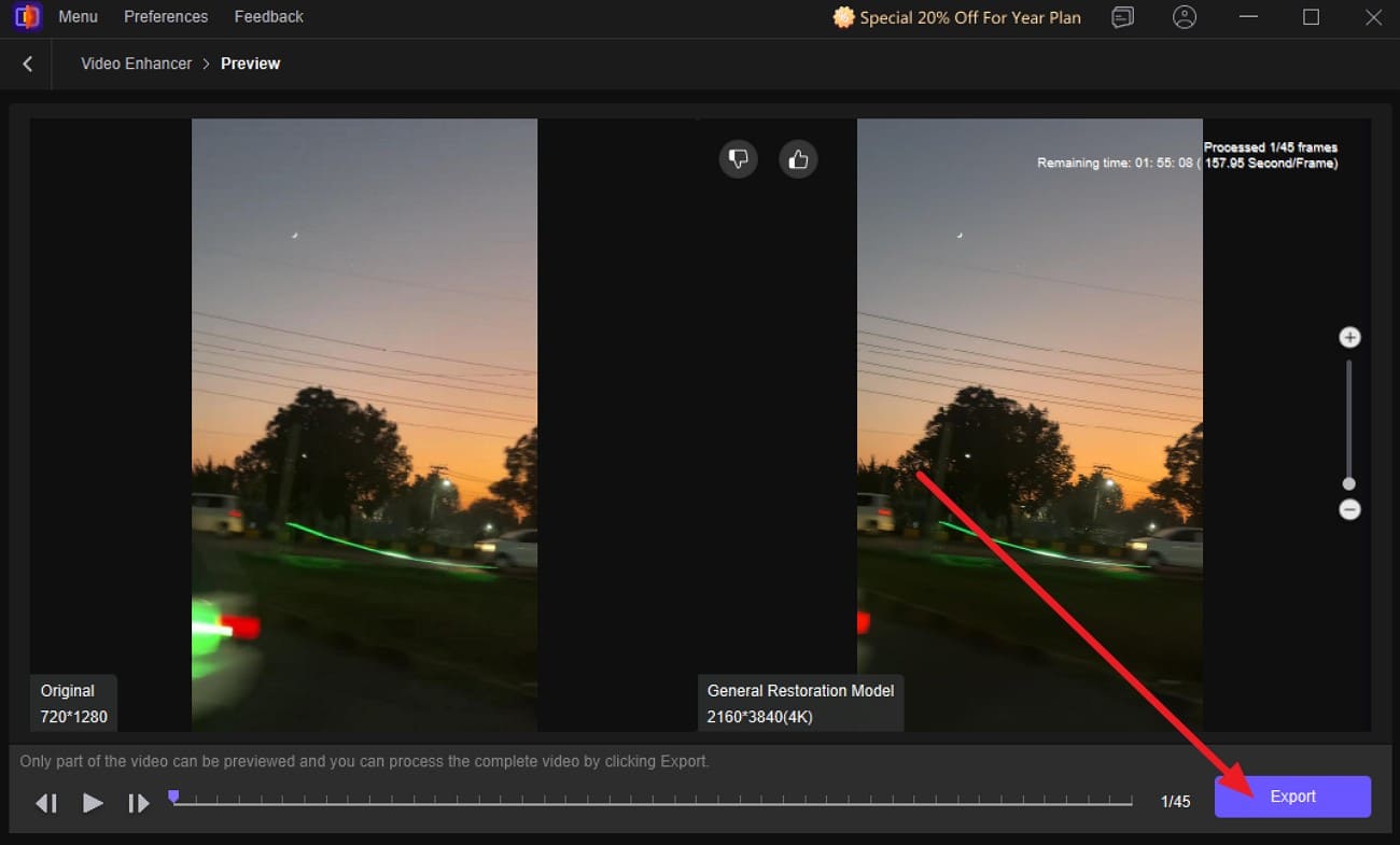 press the export button
