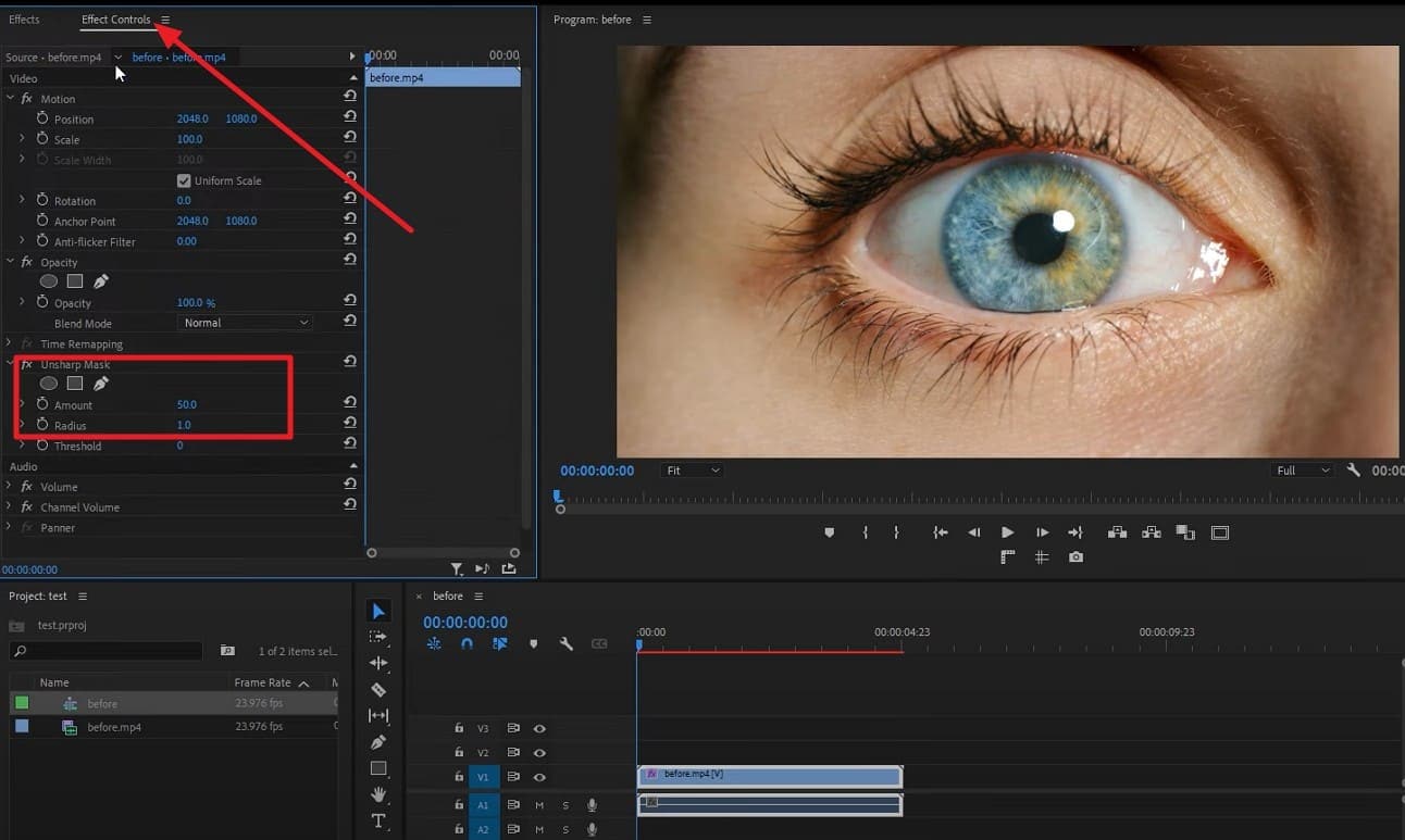 adjust the unsharp mask numbers