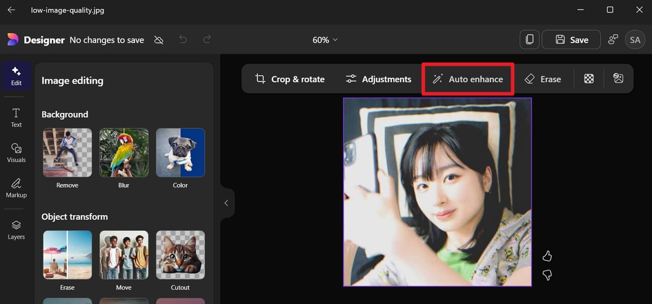 pick the auto enhance tool