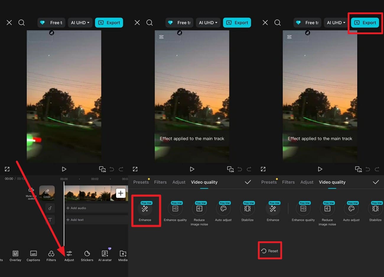 choose adjust and enhance option