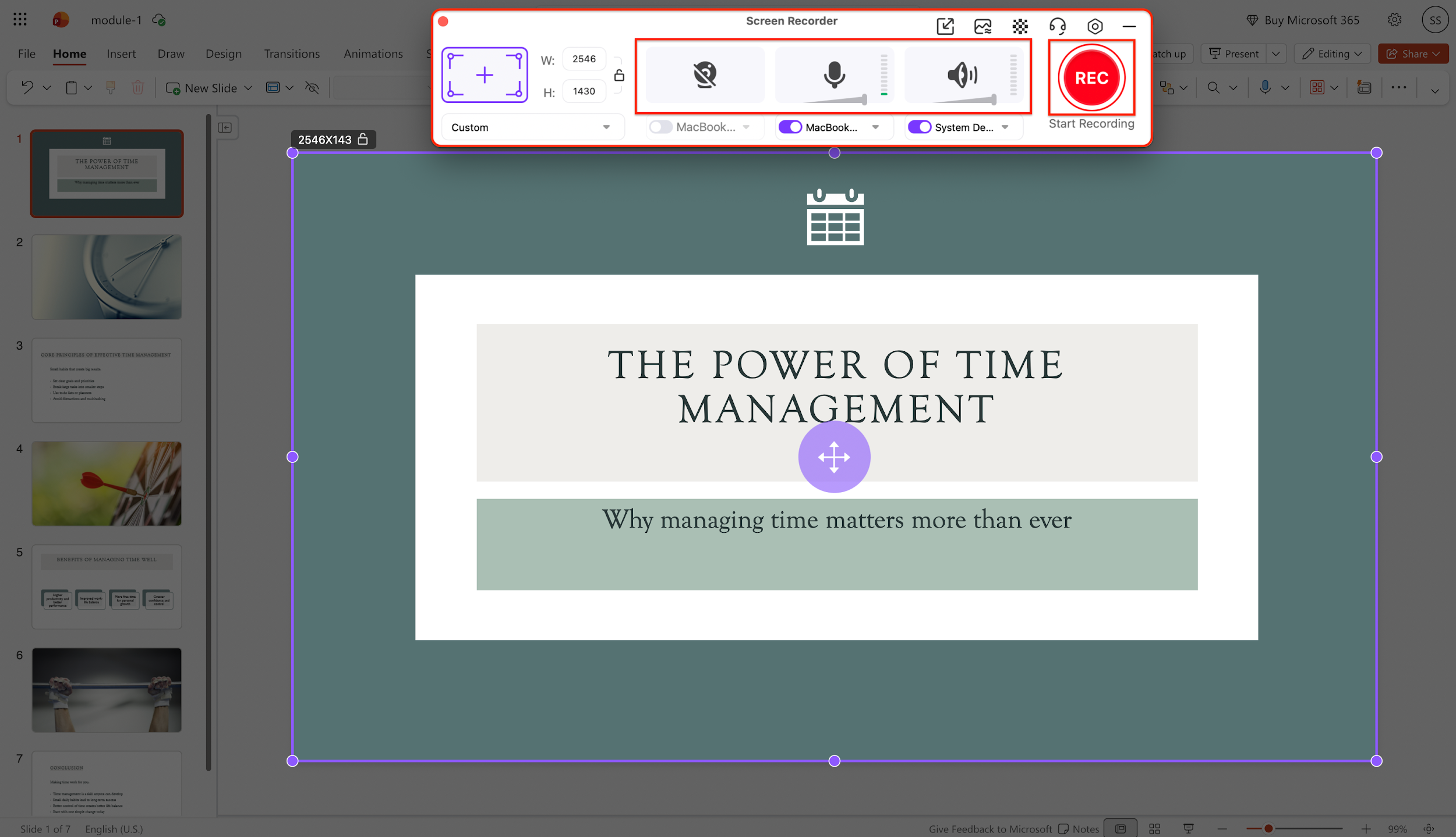configure recording format and quality settings