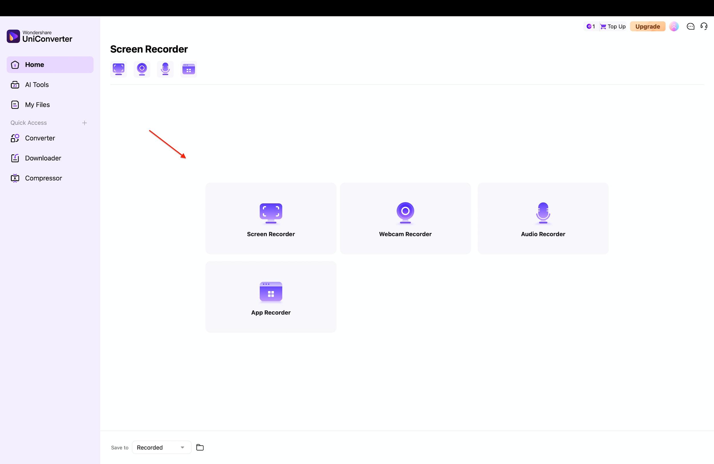 select recording area and audio input sources