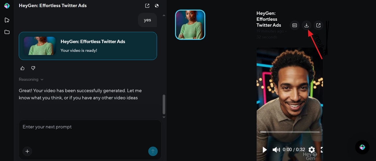 download generated video via heygen