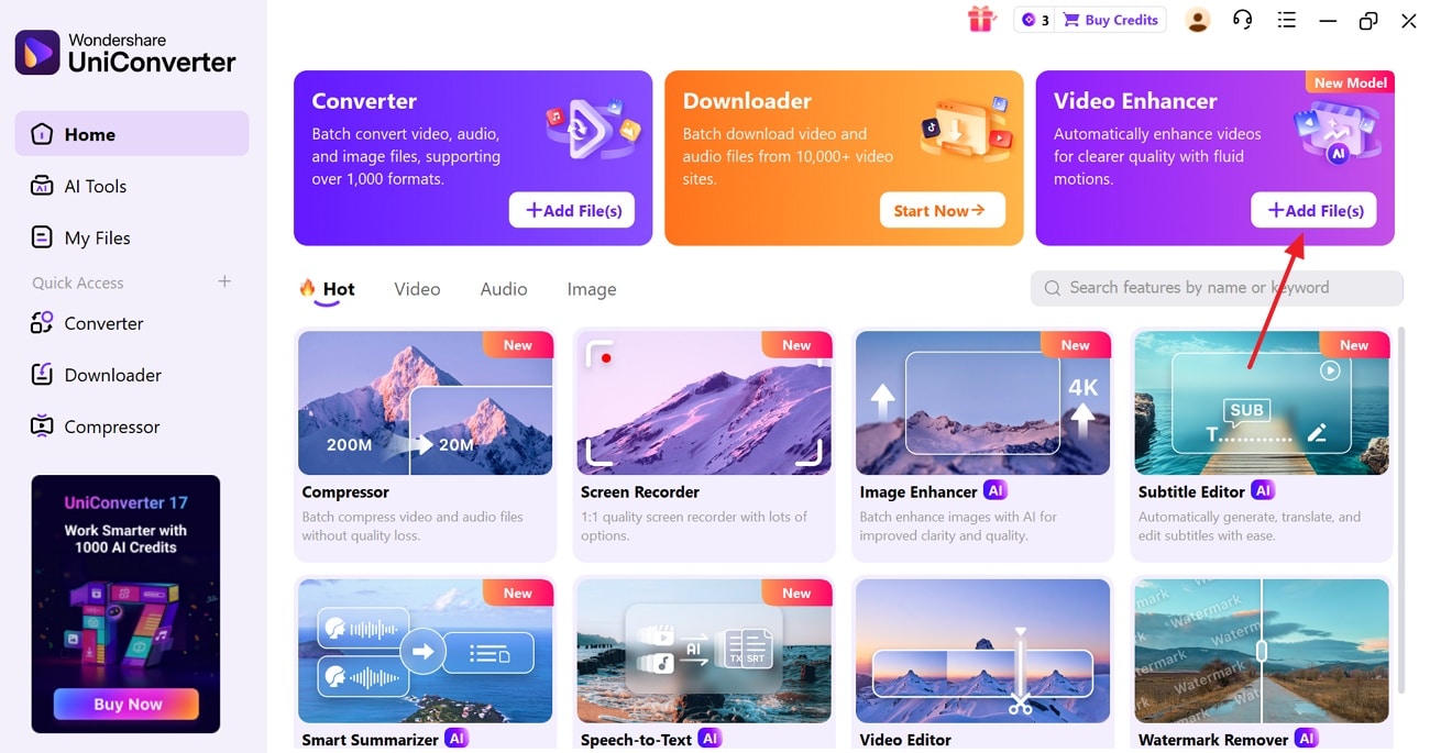 access uniconverter video enhancer
