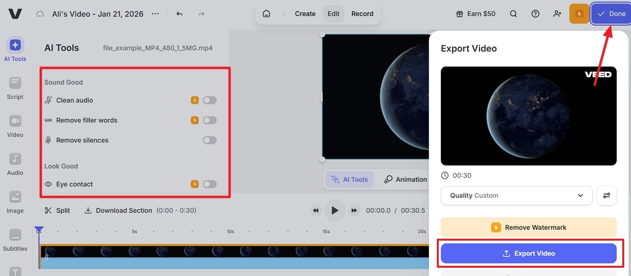 apply effects and download video