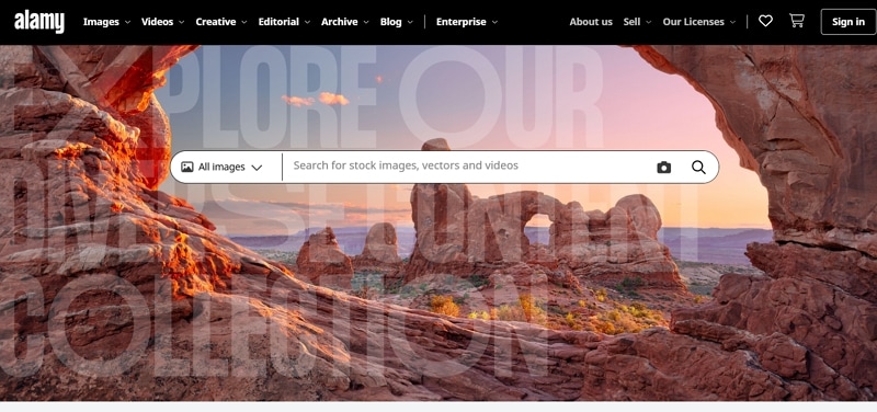 alamy stock photo main interface