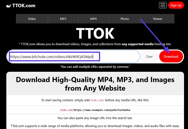 click download to save bitchute videos