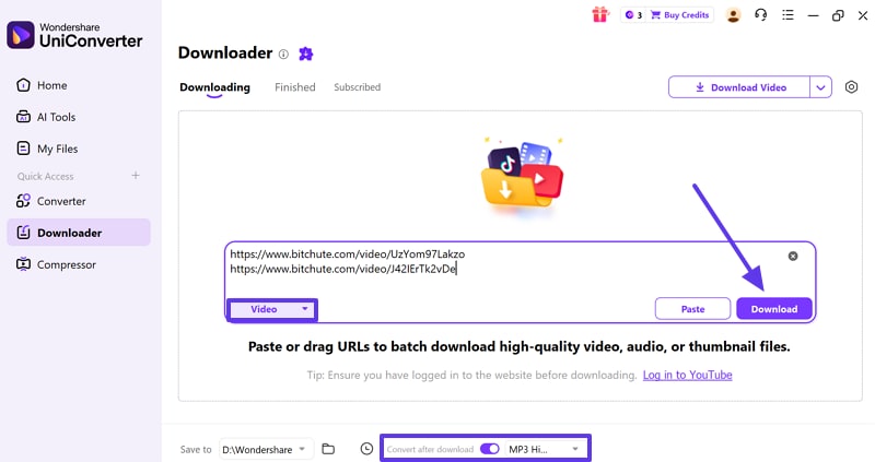 choose download button in desktop software