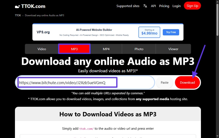 convert bitchute to mp3 format